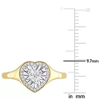 1/4 ct. t.w. Heart & Round Shape Diamond Halo Engagement Ring 14K Yellow Gold