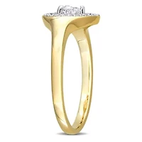 1/4 ct. t.w. Heart & Round Shape Diamond Halo Engagement Ring 14K Yellow Gold