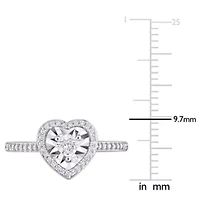 1/3 ct. t.w. Heart & Round Shape Diamond Halo Engagement Ring 14K White Gold