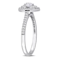 1/3 ct. t.w. Heart & Round Shape Diamond Halo Engagement Ring 14K White Gold