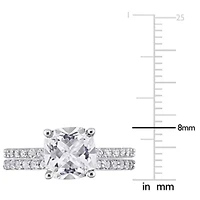 Lab Created Cushion Cut White Sapphire Engagement Ring and Matching Eternity 2pc Set 10K Gold