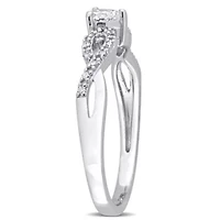 Lab Created Heart Shape White Sapphire and 1/10 CT TW Diamond Infinity Engagement Ring Sterling Silver