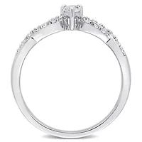 Lab Created Heart Shape White Sapphire and 1/10 CT TW Diamond Infinity Engagement Ring Sterling Silver