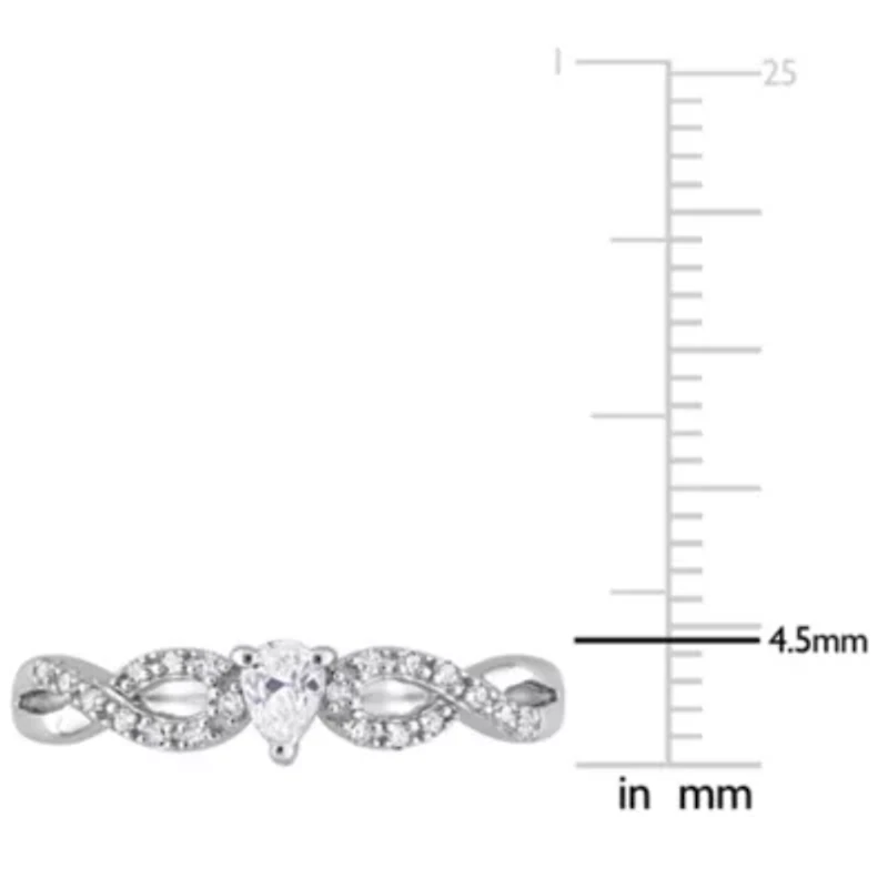 Lab Created Heart Shape White Sapphire and 1/10 CT TW Diamond Infinity Engagement Ring Sterling Silver