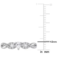 Lab Created Heart Shape White Sapphire and 1/10 CT TW Diamond Infinity Engagement Ring Sterling Silver
