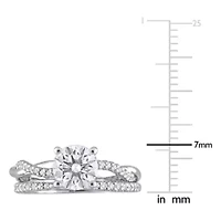 Lab Created Moissanite Crossover Engagement Ring Sterling Silver