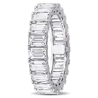 Lab Created Emerald Cut Moissanite Eternity Ring 14k White Gold