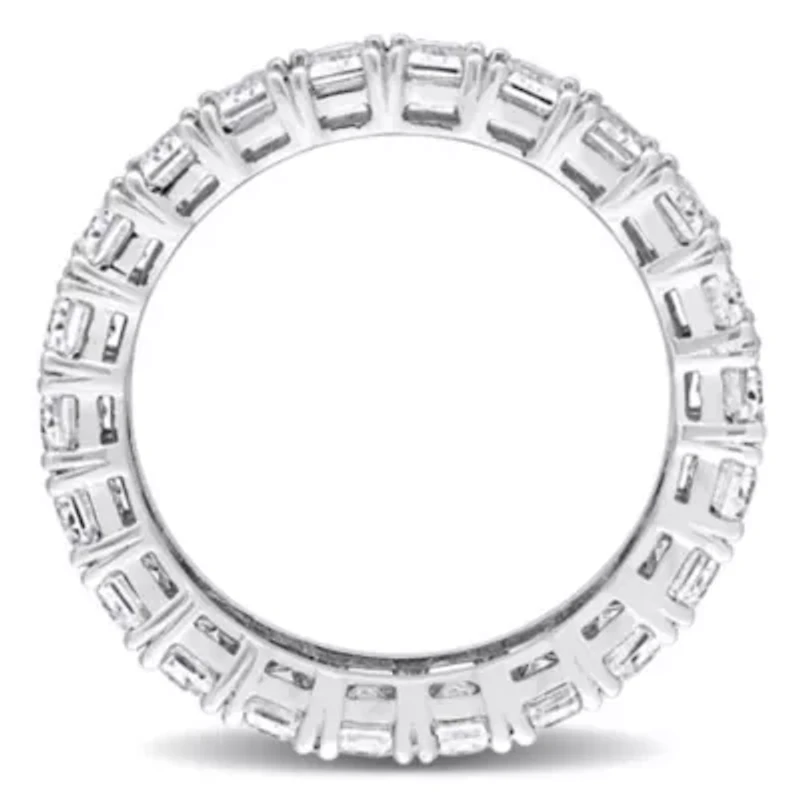 Lab Created Emerald Cut Moissanite Eternity Ring 14k White Gold