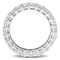 Lab Created Emerald Cut Moissanite Eternity Ring 14k White Gold