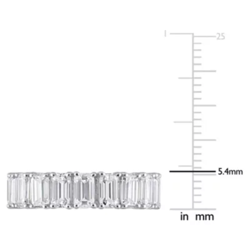 Lab Created Emerald Cut Moissanite Eternity Ring 14k White Gold