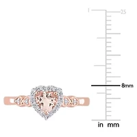 Morganite White Topaz and Diamond Accent Heart Ring Rose Plated Sterling Silver