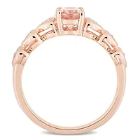 Morganite & White Topaz Ring Rose Gold Plated Sterling Silver