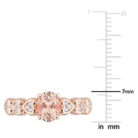 Morganite & White Topaz Ring Rose Gold Plated Sterling Silver