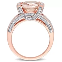 Cushion Morganite and 3/5 CT TW Multi-Shape Diamond Ring 14k Rose Gold