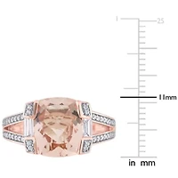 Cushion Morganite and 3/5 CT TW Multi-Shape Diamond Ring 14k Rose Gold