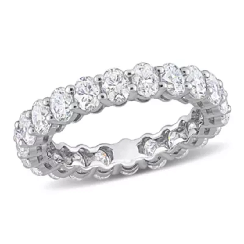 Lab Created Oval Cut Moissanite Eternity Ring 14k White Gold