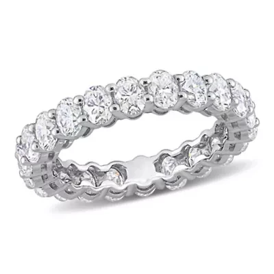 Lab Created Oval Cut Moissanite Eternity Ring 14k White Gold