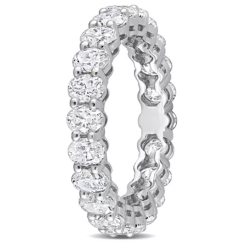 Lab Created Oval Cut Moissanite Eternity Ring 14k White Gold