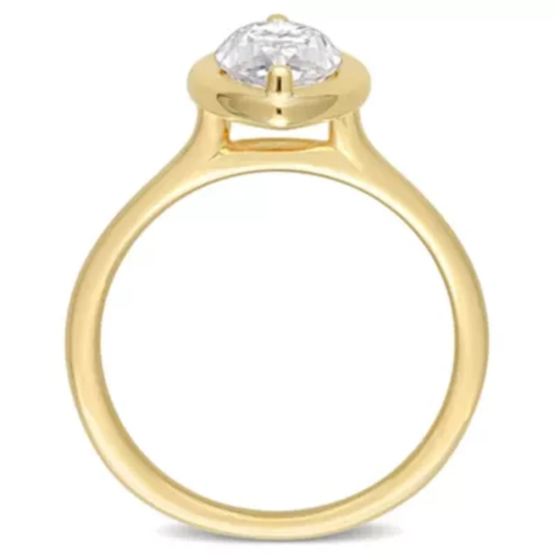 Lab Created Marquise-Shaped Moissanite Engagement Ring 10k Yellow Gold