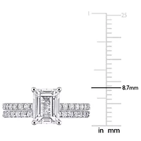 Lab Created Emerald Cut White Sapphire Engagement Ring and Matching Eternity 2pc Set 10K Gold