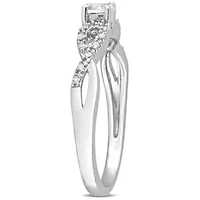 Lab Created White Sapphire and 1/10 CT TW Diamond Infinity Engagement Ring Sterling Silver