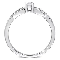 Lab Created White Sapphire and 1/10 CT TW Diamond Infinity Engagement Ring Sterling Silver