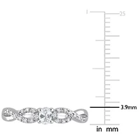 Lab Created White Sapphire and 1/10 CT TW Diamond Infinity Engagement Ring Sterling Silver
