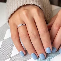 Lab Created White Sapphire and 1/10 CT TW Diamond Infinity Engagement Ring Sterling Silver