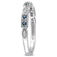 Sapphire and Diamond Accent Semi-Eternity Ring 10k White Gold