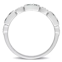 Sapphire and Diamond Accent Semi-Eternity Ring 10k White Gold