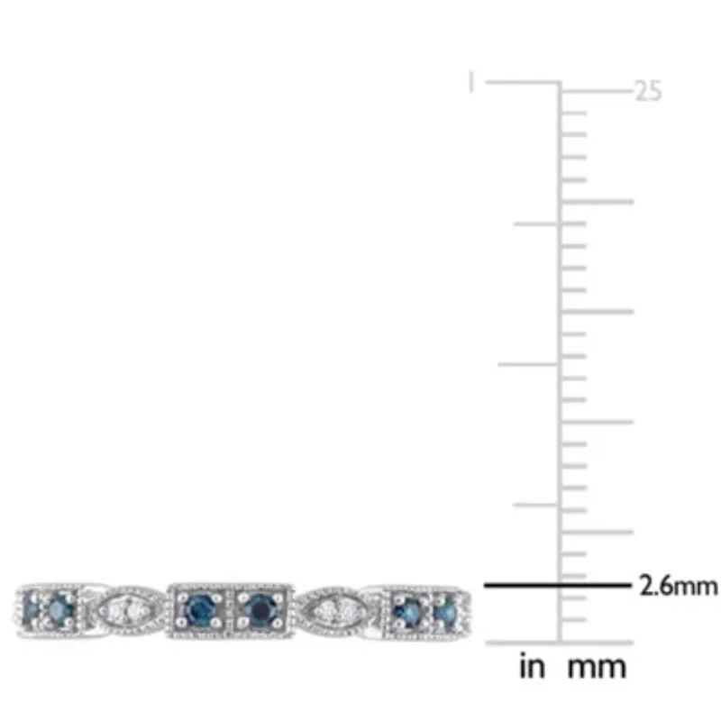 Sapphire and Diamond Accent Semi-Eternity Ring 10k White Gold