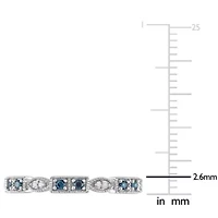 Sapphire and Diamond Accent Semi-Eternity Ring 10k White Gold