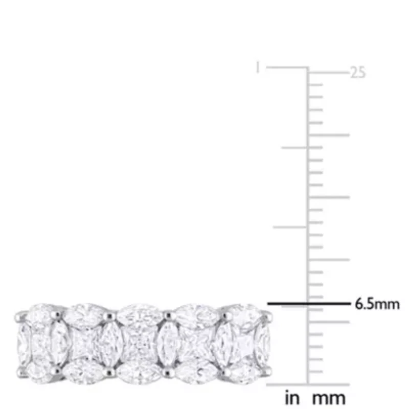 Lab Created Marquise and Princess Cut Moissanite Anniversary Ring Sterling Silver