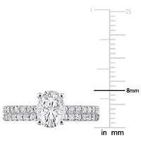 Lab Created Oval Cut White Sapphire Engagement Ring and Matching Eternity 2pc Set 10K Gold