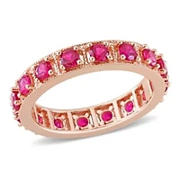 Lab Created Ruby Eternity Ring Rose Plated Sterling Silver