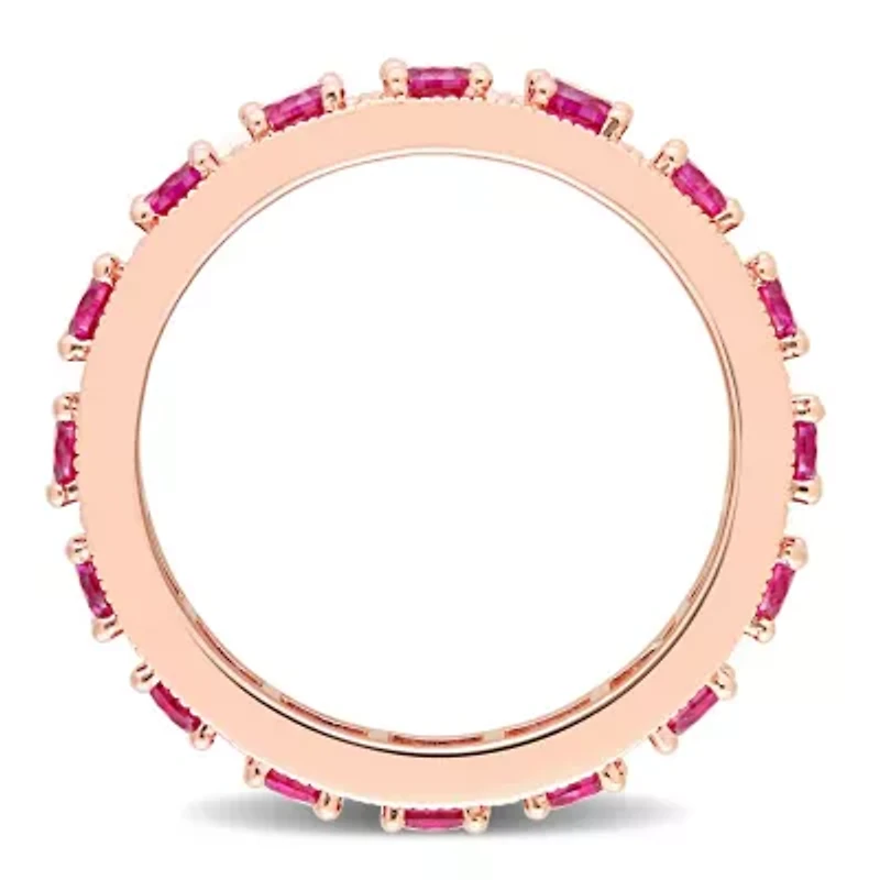Lab Created Ruby Eternity Ring Rose Plated Sterling Silver