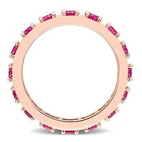 Lab Created Ruby Eternity Ring Rose Plated Sterling Silver
