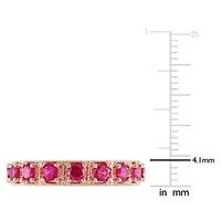 Lab Created Ruby Eternity Ring Rose Plated Sterling Silver