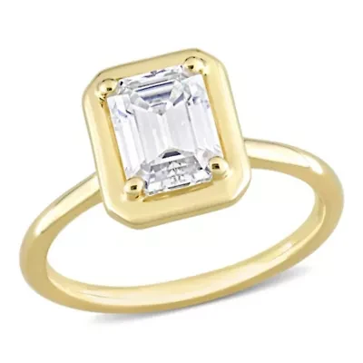 Lab Created Octagon Moissanite Engagement Ring 10k Yellow Gold