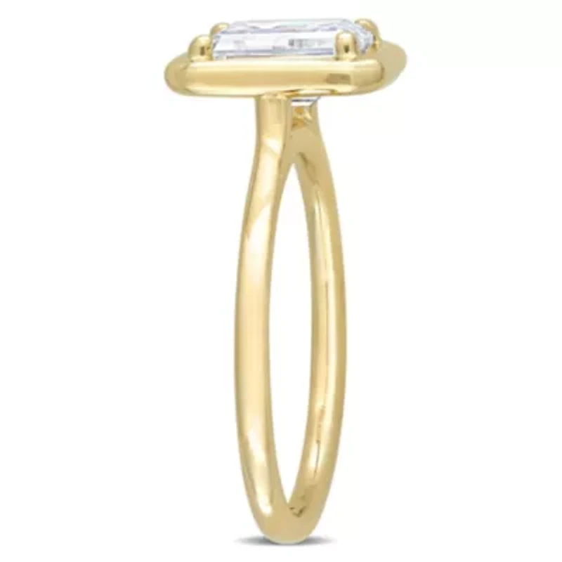 Lab Created Octagon Moissanite Engagement Ring 10k Yellow Gold
