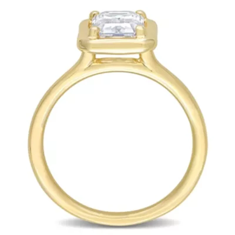 Lab Created Octagon Moissanite Engagement Ring 10k Yellow Gold