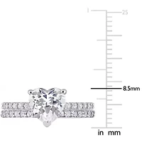 Lab Created Heart Cut White Sapphire Engagement Ring and Matching Eternity 2pc Set 10K Gold