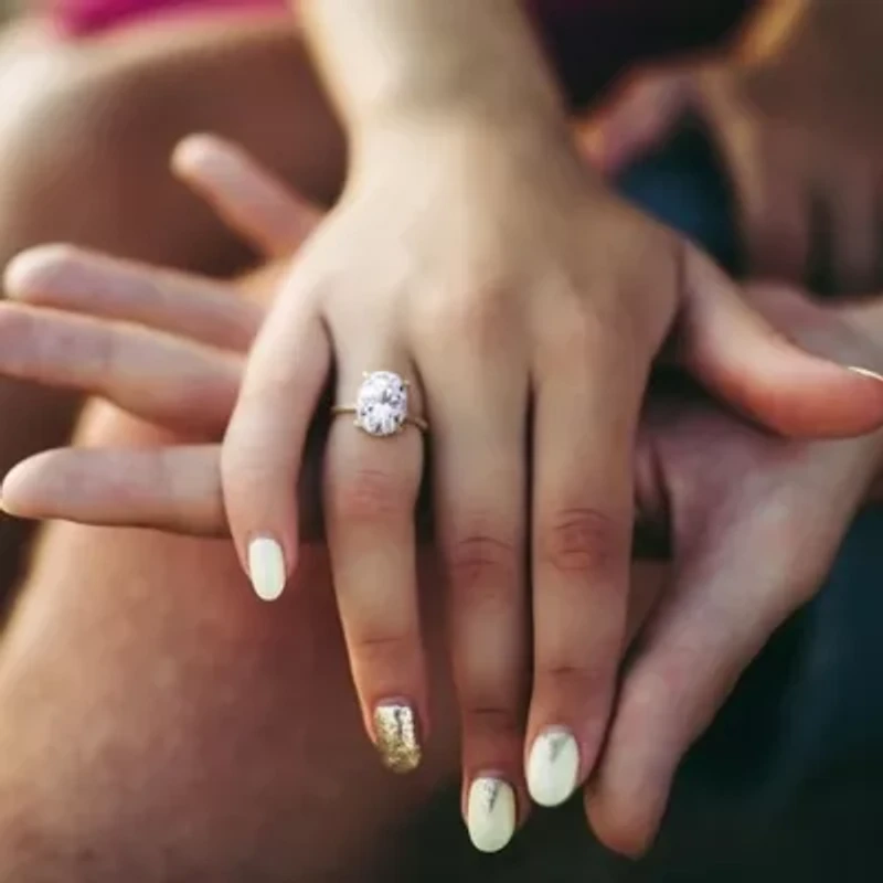 Lab Created White Moissanite Ring 10K Gold