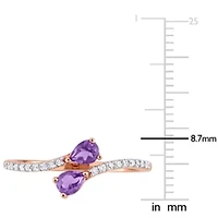 Pear Shape Amethyst and 1/10 CT TW Diamond Ring 10k Rose Gold
