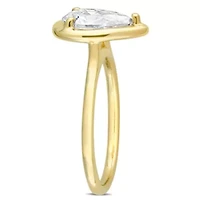 Lab Created 2 CT DEW Pear-Shaped Moissanite Engagement Ring 10k Yellow Gold