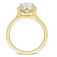 Lab Created 2 CT DEW Pear-Shaped Moissanite Engagement Ring 10k Yellow Gold