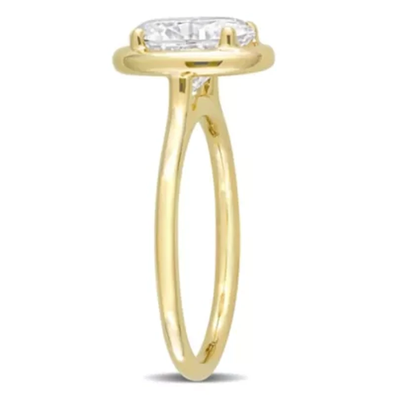 Lab Created 2 CT DEW Oval-Shaped Moissanite Engagement Ring 10k Yellow Gold