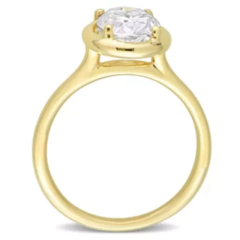 Lab Created 2 CT DEW Oval-Shaped Moissanite Engagement Ring 10k Yellow Gold