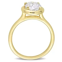 Lab Created 2 CT DEW Oval-Shaped Moissanite Engagement Ring 10k Yellow Gold