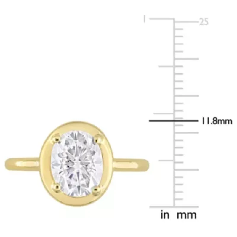 Lab Created 2 CT DEW Oval-Shaped Moissanite Engagement Ring 10k Yellow Gold